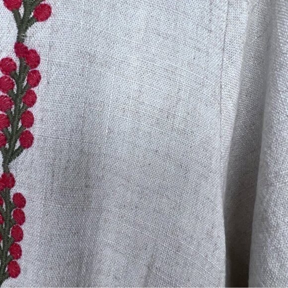 Roolee Linen Floral Embroidered Dress Size Medium Floral Boho Prairie Feminine - Picture 7 of 14